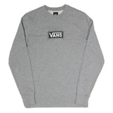 VANS Mens Grey Crew Neck XS Cotton Blend Sweatshirt Logo Patch Casual