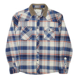 LEVI'S Mens Blue White Check Button Jacket L Cotton Blend Casual Durable