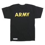 Mens Black T-Shirt S Short Sleeve Crew Neck Army Print Cotton Blend