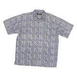MOOSE CREEK Mens Blue & White Pattern Cotton Blend Shirt XL Casual Summer Style