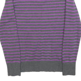 TOMMY HILFIGER Womens Grey & Purple Striped Patterned V-Neck Basic Knit Jumper M