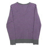 TOMMY HILFIGER Womens Grey & Purple Striped Patterned V-Neck Basic Knit Jumper M