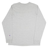 CHAMPION Mens Grey Long Sleeve Crew Neck Logo Cotton Blend T-Shirt L