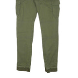 Mens Slim Green Cotton Blend Drawstring Cargo Trousers W31 L31 Casual Comfort