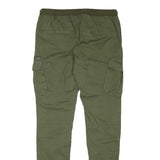 Mens Slim Green Cotton Blend Drawstring Cargo Trousers W31 L31 Casual Comfort