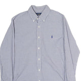 RALPH LAUREN Mens Blue Check Shirt M Cotton Button-Down Collar Long Sleeve