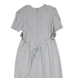 MISS DORBY Womens Grey & Black Embroidered Midi Dress Polyester Puff Sleeve L