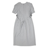 MISS DORBY Womens Grey & Black Embroidered Midi Dress Polyester Puff Sleeve L