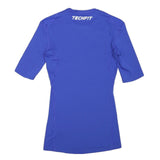 ADIDAS Womens Blue Techfit Compression S Short Sleeve Crew Neck Performance