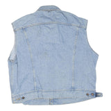 LEE Mens Blue Denim Sleeveless Button Jacket XL Cotton Blend BMG Music Logo