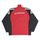 ADIDAS Mens Red & Black Track Jacket L Polyester Blend Zip Plain Casual
