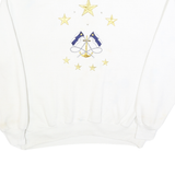JERZEES Womens White & Navy Blue Polo Collar XL Cotton Blend Pullover Sweatshirt