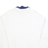 JERZEES Womens White & Navy Blue Polo Collar XL Cotton Blend Pullover Sweatshirt
