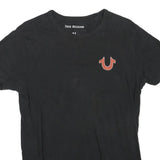 TRUE RELIGION Womens Black Graphic T-Shirt S Short Sleeve Crew Neck Brand Jeans