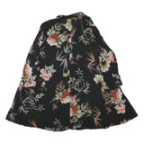 ZARA Womens Black Floral Shirt Long Sleeve Collared M Cotton Blend Lightweight