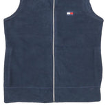 TOMMY HILFIGER Mens Navy Blue Sleeveless Jacket S Polyester Plain Zip Casual