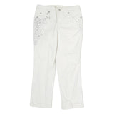 STYLE & CO Womens Regular Fit White Cotton Jeans W30 L25 Embroidered Pocket