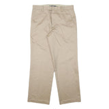 DOCKERS Mens Cotton Blend Beige Relaxed Straight Trousers W34 L30 Classic Zip