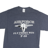 PORT & COMPANY Mens Blue Air Force Graphic T-Shirt M Short Sleeve Crew Neck