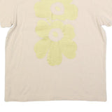 ADIDAS Womens Cream T-Shirt M Short Sleeve Crew Neck Pocket Floral Graphic