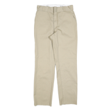 DICKIES Mens Regular Fit Beige Cotton Blend Trousers W30 L30 Classic Zip Closure