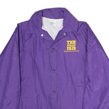 AUBURN Mens Purple Nylon Button Jacket M Plain Lightweight Casual Outdoor