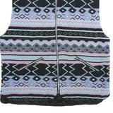 Mens Blue Black & Purple Patterned Quilted Zip Jacket M Polyester Casual Warm