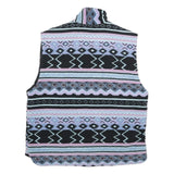 Mens Blue Black & Purple Patterned Quilted Zip Jacket M Polyester Casual Warm