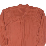 Mens Rust Plain Band Collar Shirt L Button Long Sleeve Lightweight