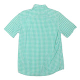 LACOSTE Mens Green & White Check Shirt M Button Down Collar Short Sleeve