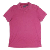 CHAPS Mens Pink Short Sleeve Plain Polo Shirt L Classic Fit Cotton