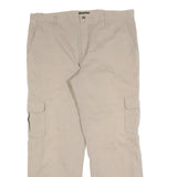 EDDIE BAUER Mens Cotton Blend Beige Regular Fit Cargo Trousers W38 L32 Casual