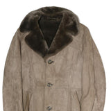 Mens Beige Wool Button Jacket L Classic Plain Winter Coat Warm