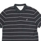 NAUTICA Mens Black & White Striped Short Sleeve Polo Shirt 2XL Cotton Blend