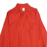 DIVINE Womens Red Basic Long Sleeve Button Neck Top L Elegant Neck Detail