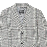 BETTY BARCLAY Womens Grey Check Button Jacket S Wool Blend Tailored Elegant