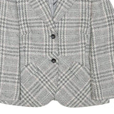 BETTY BARCLAY Womens Grey Check Button Jacket S Wool Blend Tailored Elegant