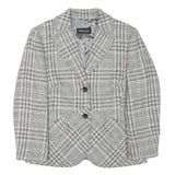 BETTY BARCLAY Womens Grey Check Button Jacket S Wool Blend Tailored Elegant