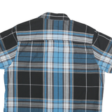 LEE COOPER Mens Blue & Black Plaid Shirt XL Cotton Blend Short Sleeve Casual