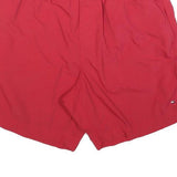 TOMMY HILFIGER Mens Red Casual Shorts L W30 Elastic Waistband Logo