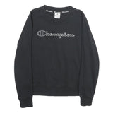CHAMPION Womens Black Crew Neck M Logo Print Cotton Blend Sweatshirt