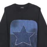 DIESEL Womens Black Blue Star Crew Neck Sweatshirt S Cotton Blend Casual