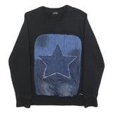 DIESEL Womens Black Blue Star Crew Neck Sweatshirt S Cotton Blend Casual