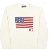 POLO RALPH LAUREN Womens Cream USA Flag Pattern Jumper Crew Neck Basic Knit XS