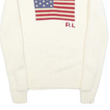 POLO RALPH LAUREN Womens Cream USA Flag Pattern Jumper Crew Neck Basic Knit XS