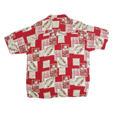 PURITAN Mens Red Cream Hawaiian Shirt XL Tropical Casual Summer Cotton