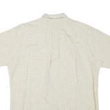 RALPH LAUREN Mens Cream & Blue Checked Shirt L Cotton Blend Short Sleeve Button