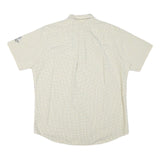 RALPH LAUREN Mens Cream & Blue Checked Shirt L Cotton Blend Short Sleeve Button