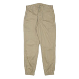 Mens Relaxed Fit Beige Cotton Blend Cargo Trousers W27 L26 Zip Pocket Detail