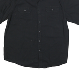 WRANGLER Mens Black Casual Cotton Shirt L Button Pocket Short Sleeve